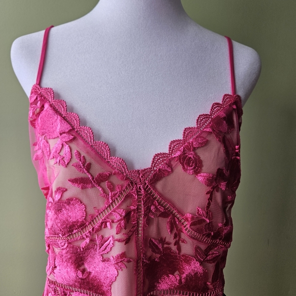 Lulu's Party Pretty Hot Pink Lace Sleeveless Bodycon Mini Dress - Picture 7 of 13